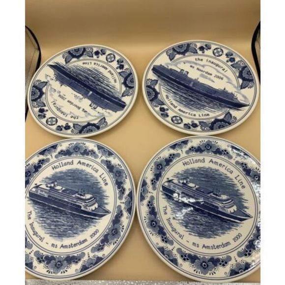 Holland America Line Cruise Ship Dinner Plates Custom Design Set of Four - Picture 1 of 11